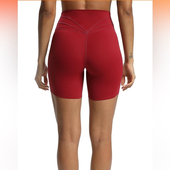 Aoxjox Trinity Workout Biker Shorts 6” • Small • Rumba Red - Picture 5 of 7